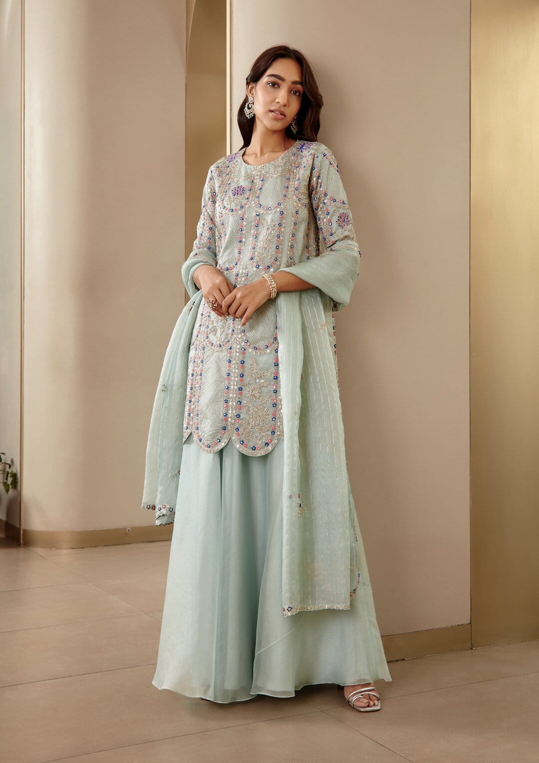 Hand-Embroidered Teal Suit - Osaa by Adarsh