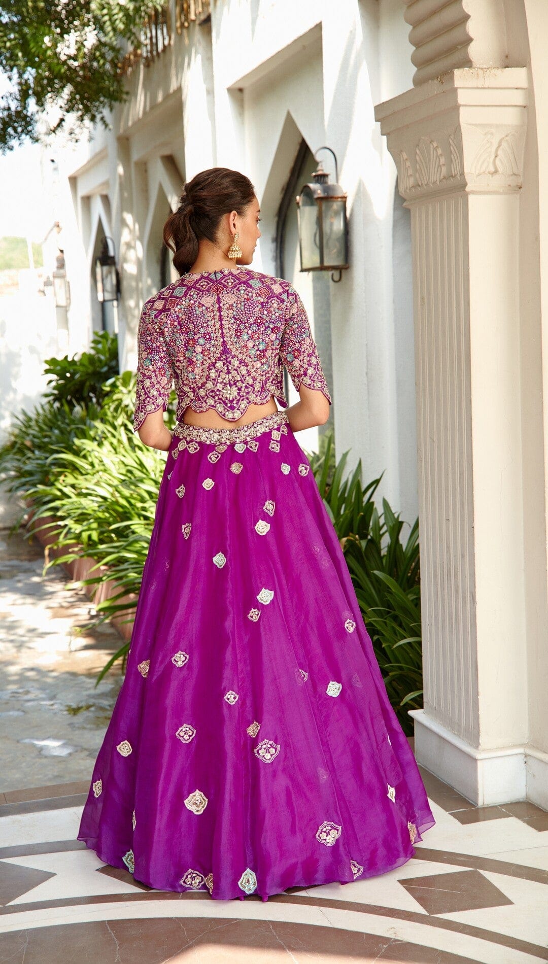 Purple Embroidered Top and Skirt