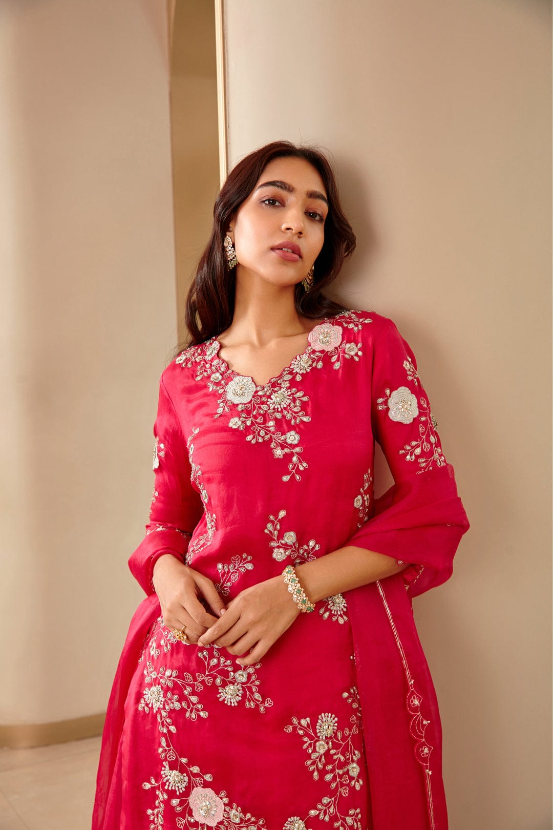 Hand-Embroidered Scarlet Suit