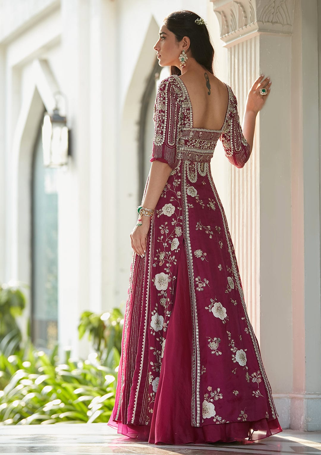Niloufar Optical Embroidered Gown